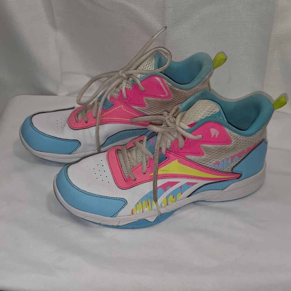 Reebok Royal BB4500 Hi-Top Sneakers White Pink Blue Yellow Mens 6 Women 7.5